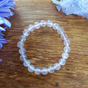 Rose Aura Quartz Bracelet (assorted. approx. 8mm round beads)