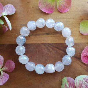 Rose Aura Quartz Nugget Bracelet.