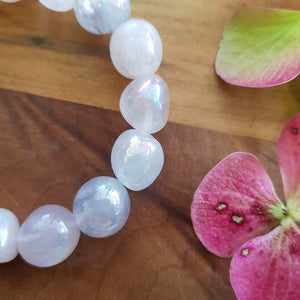 Rose Aura Quartz Nugget Bracelet.