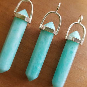 Amazonite Point Pendant (silver plated)