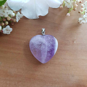 Amethyst Heart Pendant. (assorted. approx. 3cm. sterling silver bale)