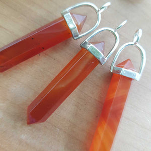 Carnelian Point Pendant (silver plated)