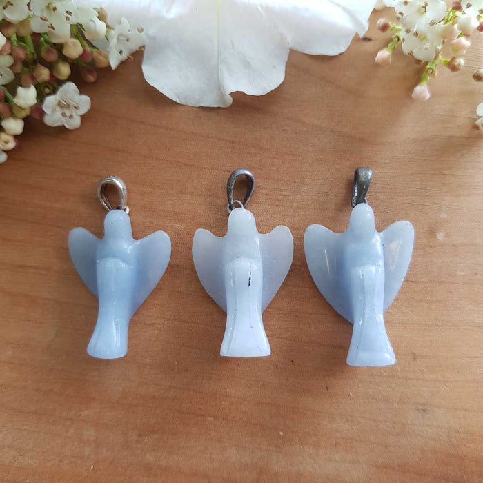 Angelite Angel Pendant. (assorted. set in sterling silver)