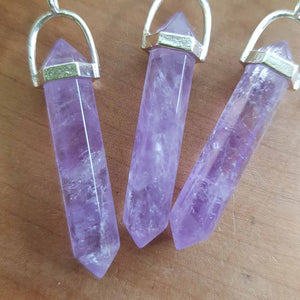 Amethyst Point Pendant. (assorted set in silver metal)