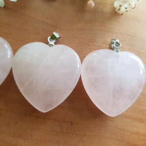 Rose Quartz Heart Pendant (25mm)