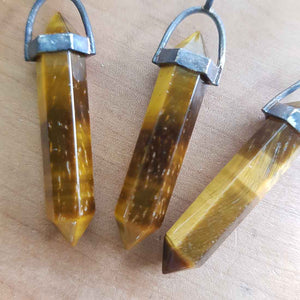 Gold Tigers Eye Point Pendant (silver plated)