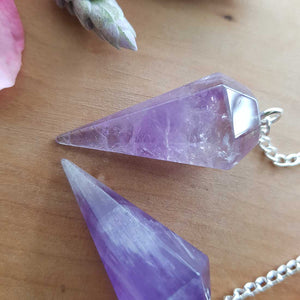 Amethyst Faceted Point Pendulum