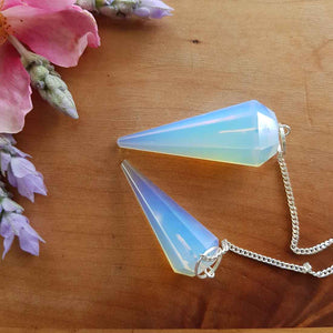 Opalite Faceted Point Pendulum