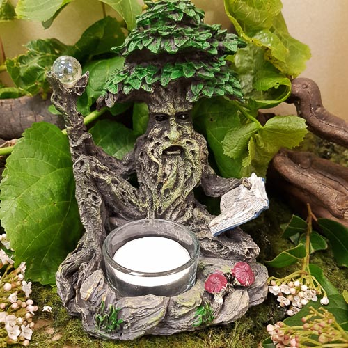 Green Man with Book Tealight Candle Holder (assorted. approx. 14x10x11cm)