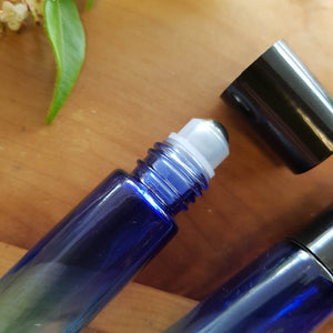 Blues Gradient Coloured Essential Oil Roller Glass Bottle (empty 10ml capacity)