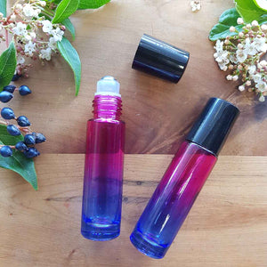 Pink/Blue Gradient Coloured Essential Oil Roller Glass Bottle (empty 10ml capacity)