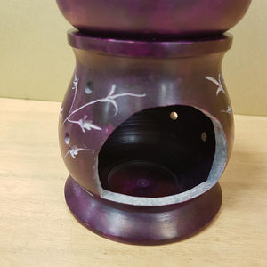 Purple Tree Soapstone Oil Burner. (approx. 11x9x9cm)