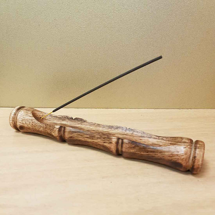 Rustic Bamboo-look Incense Holder (approx. 25x3.5x3cm)