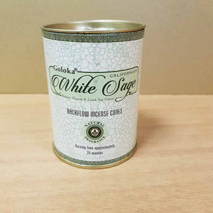 White Sage Backflow Incense Cones in a Tin