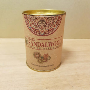 Sandalwood Backflow Incense Cones in a Tin