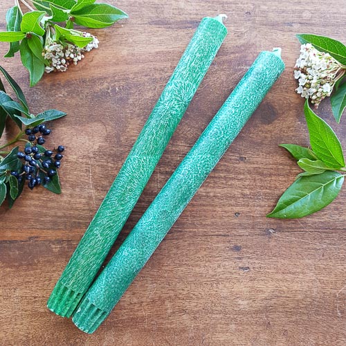 Green Feathered Unscented Straight Candle (sustainably grown palm wax) 7-8hrs burn time