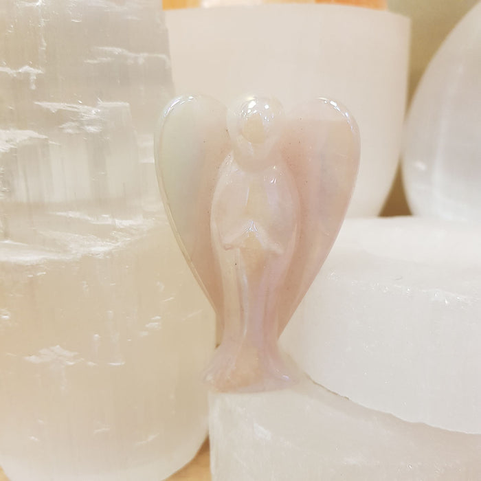 Rose Aura Quartz Angel. (assorted approx 7.5x4.5cm)