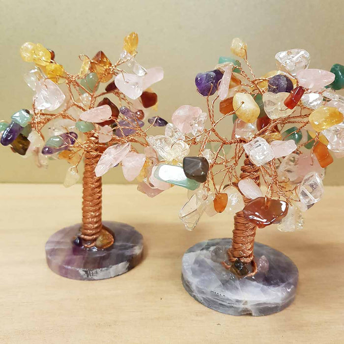 Crystal Mix Tree on Fluorite Base. (assorted approx. 11x9cm)