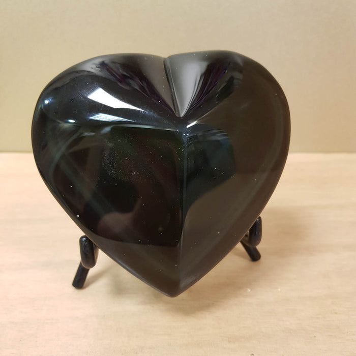 Rainbow Obsidian Heart with Flat Base. (approx. 10x10x5cm)