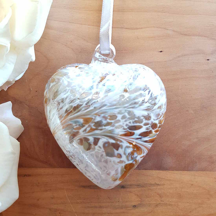 Pastel Gold Hand Crafted Friendship Heart (glass. approx. 8cm)