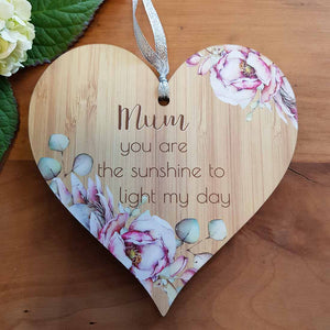 Mum You Are The Sunshine Heart Wall Plaque. (approx. 15x15cm)