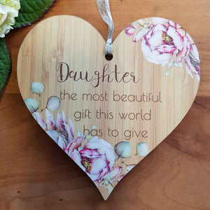 Daughter The Most Beautiful Gift  Heart Wall Plaque. (approx. 15x15cm)