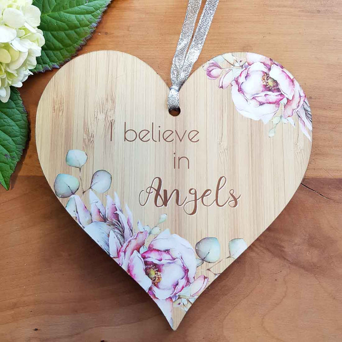 I Believe in Angels Heart Wall Plaque (approx. 15x15cm)