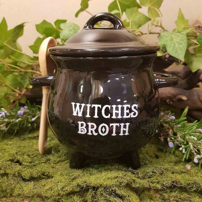 Witches Broth Cauldron Bowl & Spoon. (approx. 14 x 14 x 10cm)