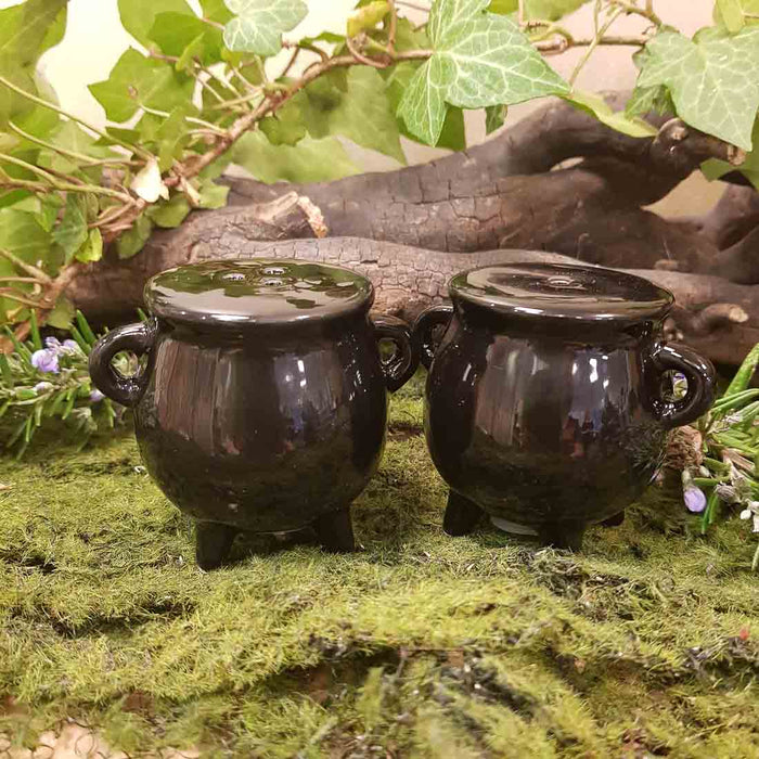 Witches Cauldron Salt & Pepper Shakers (approx. 9x8x4.5cm the pair)