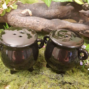 Witches Cauldron Salt & Pepper Shakers. (approx. 9x8x4.5cm the pair)