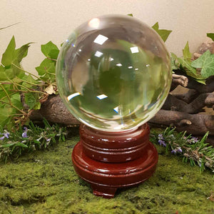 Crystal Ball & Stand. (glass approx 11cm diameter)