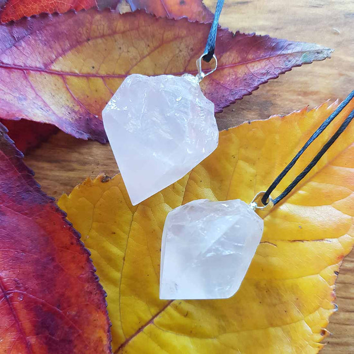 Rose Quartz Partially Polished Point Pendant. (assorted)