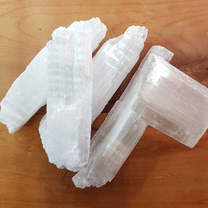 Selenite Rough Rod aka Kindling (assorted. approx. 11-16x2.5-4cm but they really do vary)