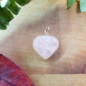 Rose Quartz Heart Pendant. (assorted. sterling silver bale)