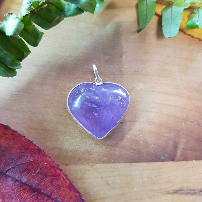 Amethyst Heart Pendant (assorted. sterling silver bale)