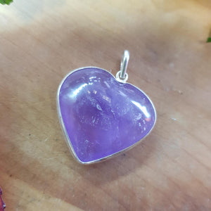 Amethyst Heart Pendant. (assorted. sterling silver bale)