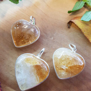 Citrine Heart Pendant. (assorted. sterling silver bale)