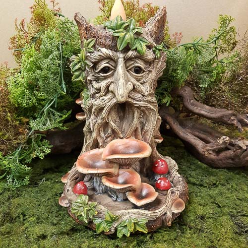 Oak King with Toadstools Backflow Incense Burner (approx. 18x14x12cm)