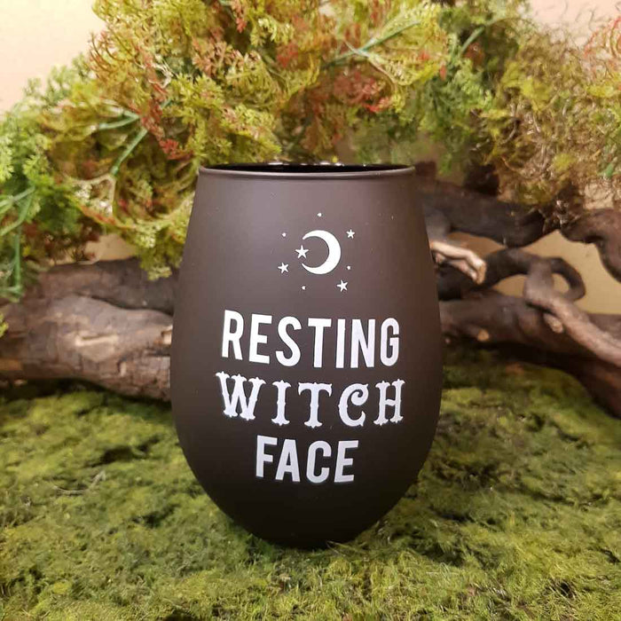 Resting Witch Face Stemless Wine Glass (approx. 500ml capacity)