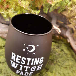 Resting Witch Face Stemless Wine Glass. (approx. 500ml capacity)