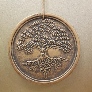 Tree of Life Plaque. (bronze look terracotta. approx. 20x20cm).