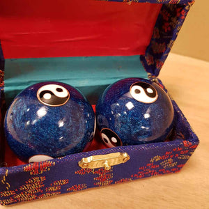 Blue Yin Yang Health Balls.  (box colours vary. approx size of each ball is 5cm)