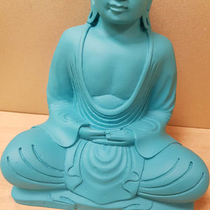 Buddha Statue. (matte turquoise approx. 20cm high)