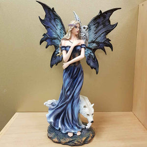 Wind Fairy with Her Wolf & Owl. (approx. 41x27x16cm)