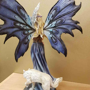 Wind Fairy with Her Wolf & Owl. (approx. 41x27x16cm)