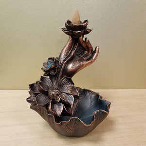 Lotus in Hand Backflow Incense Burner (approx 18x14x14cm)