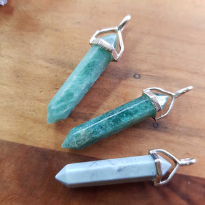 Blue Apatite Point Pendant (small. sterling silver)