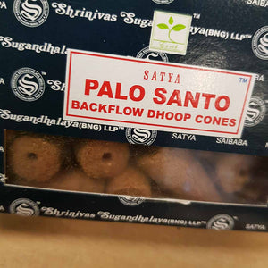 Palo Santo Backflow Incense Cones. (Satya. pack of 24)
