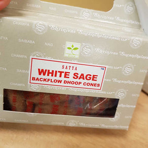 White Sage Backflow Incense Cones. (Satya. pack of 24)
