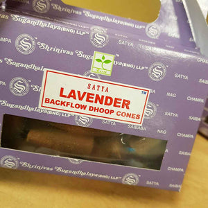Lavender Backflow Incense Cones. (Satya. pack of 24)